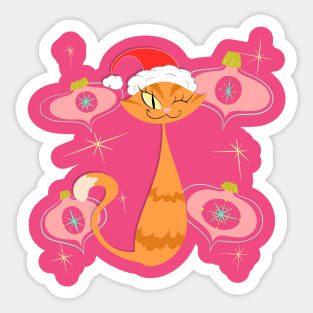 Orange Cat with Pink Ornaments Sticker